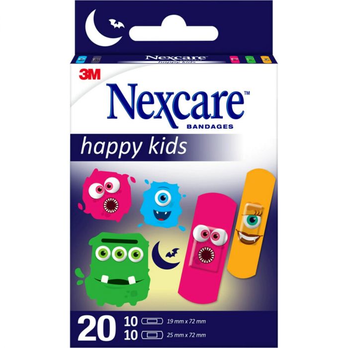 Nexcare Happy Kids Plasters Monsters, Assorted, 20/Pack